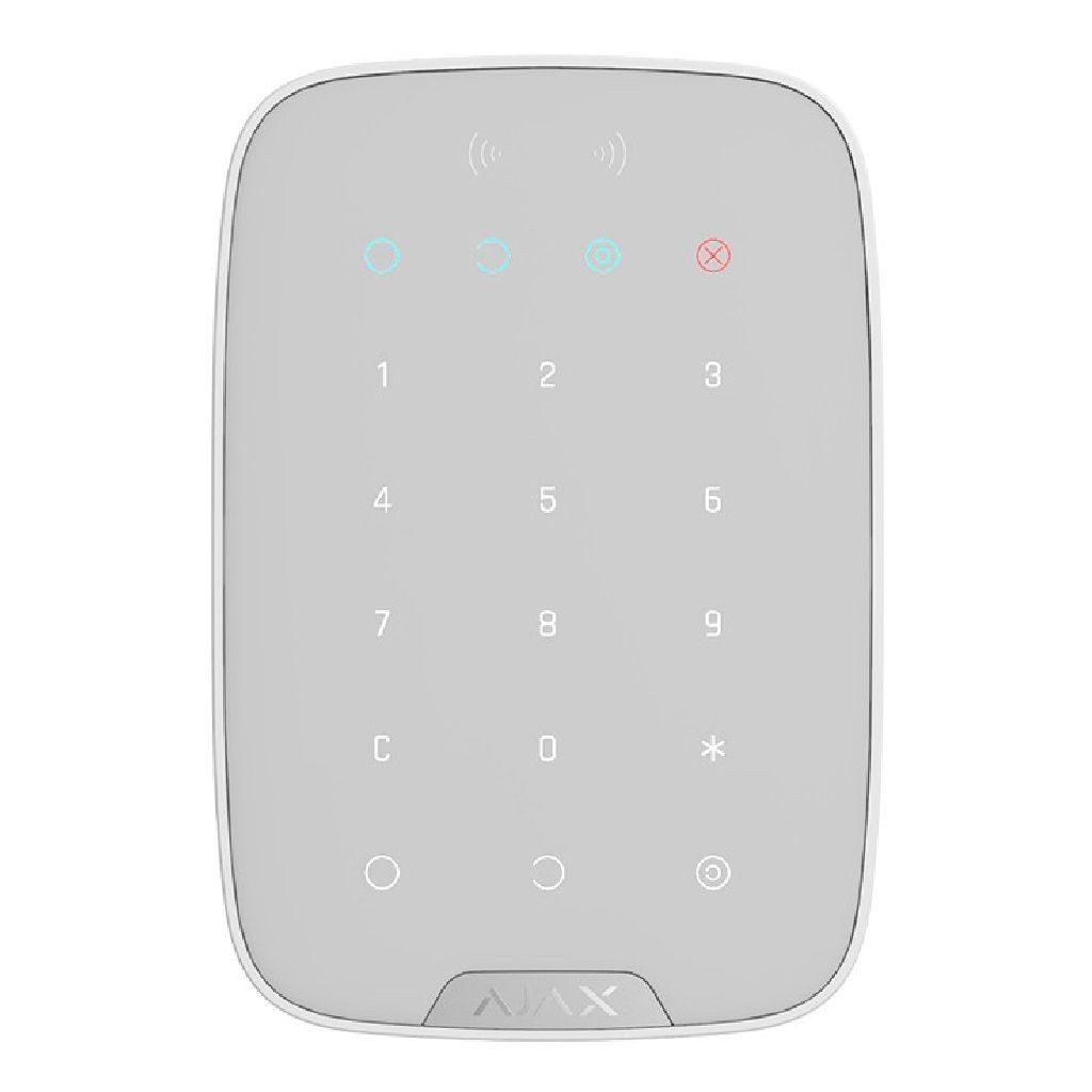 Ajax KeyPad Plus. Teclado táctil con lector inalámbrico. Color blanco