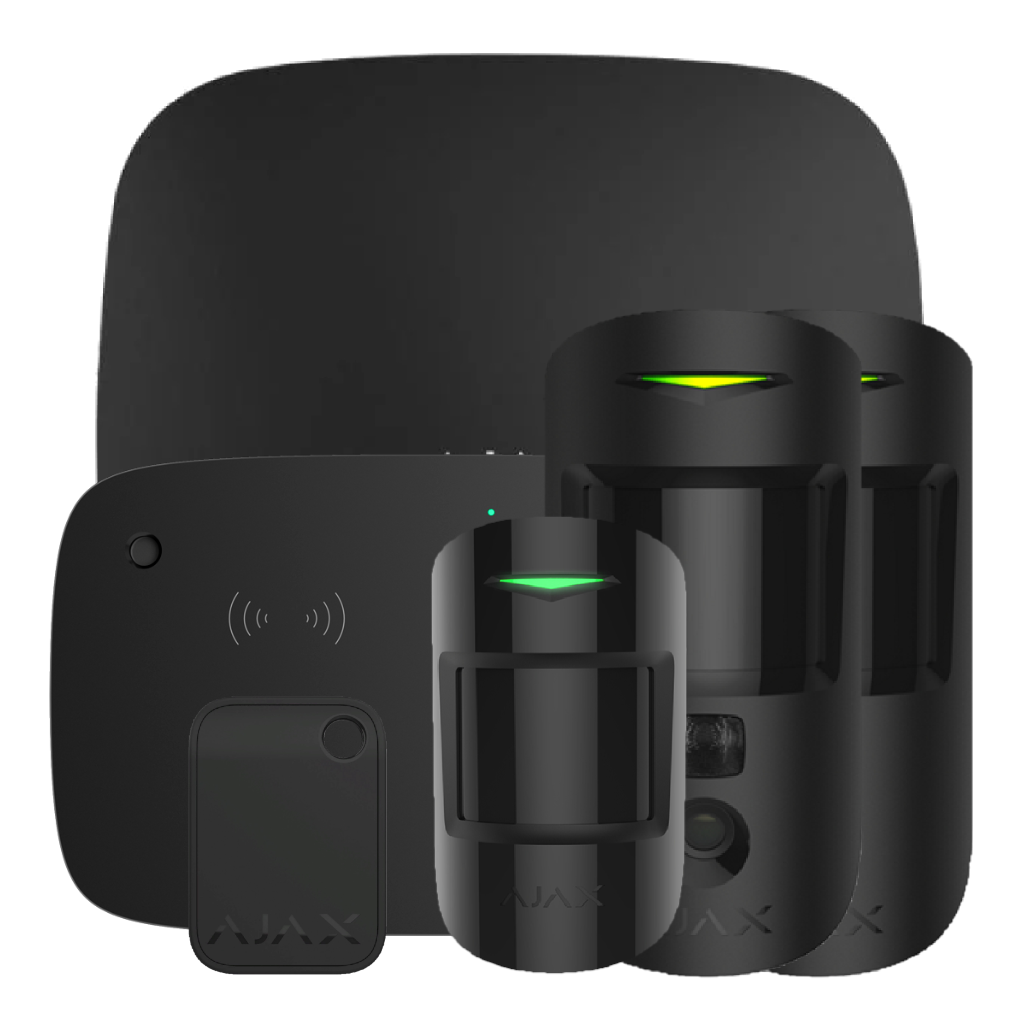 Kit Ajax negro. Hub2 4G + 2MotionCamPHOD + MotionProtect + KeyPadCombi + Tag